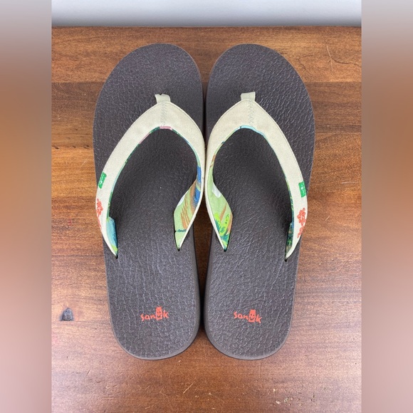 Sanuk Yoga Paradise II Flip Flop Thong Sandals Beige SWS2182 Women's Size 11. - Picture 10 of 11